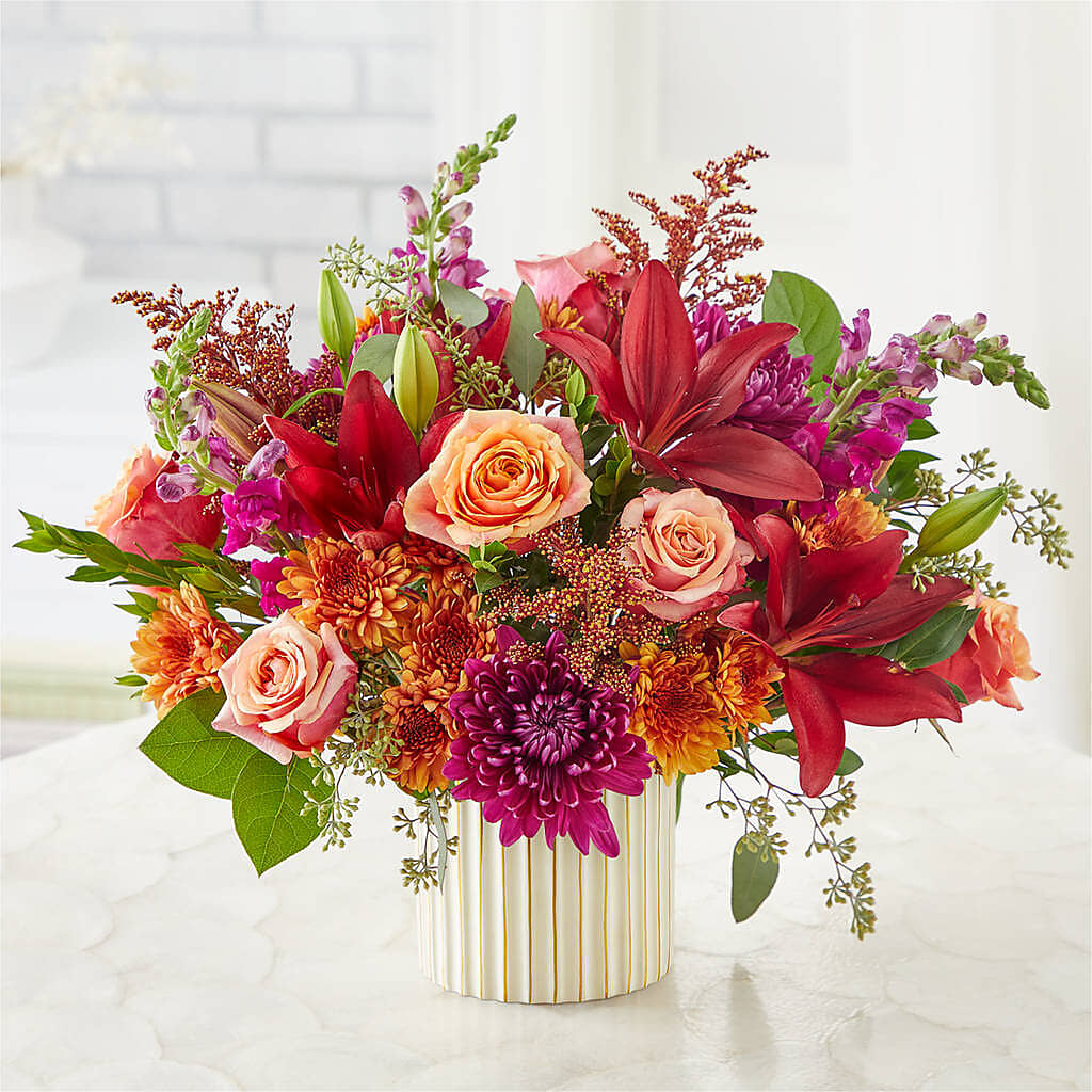 Burgundy Landscape Bouquet – Blossoms In Studio Of Flowers, Forest MS