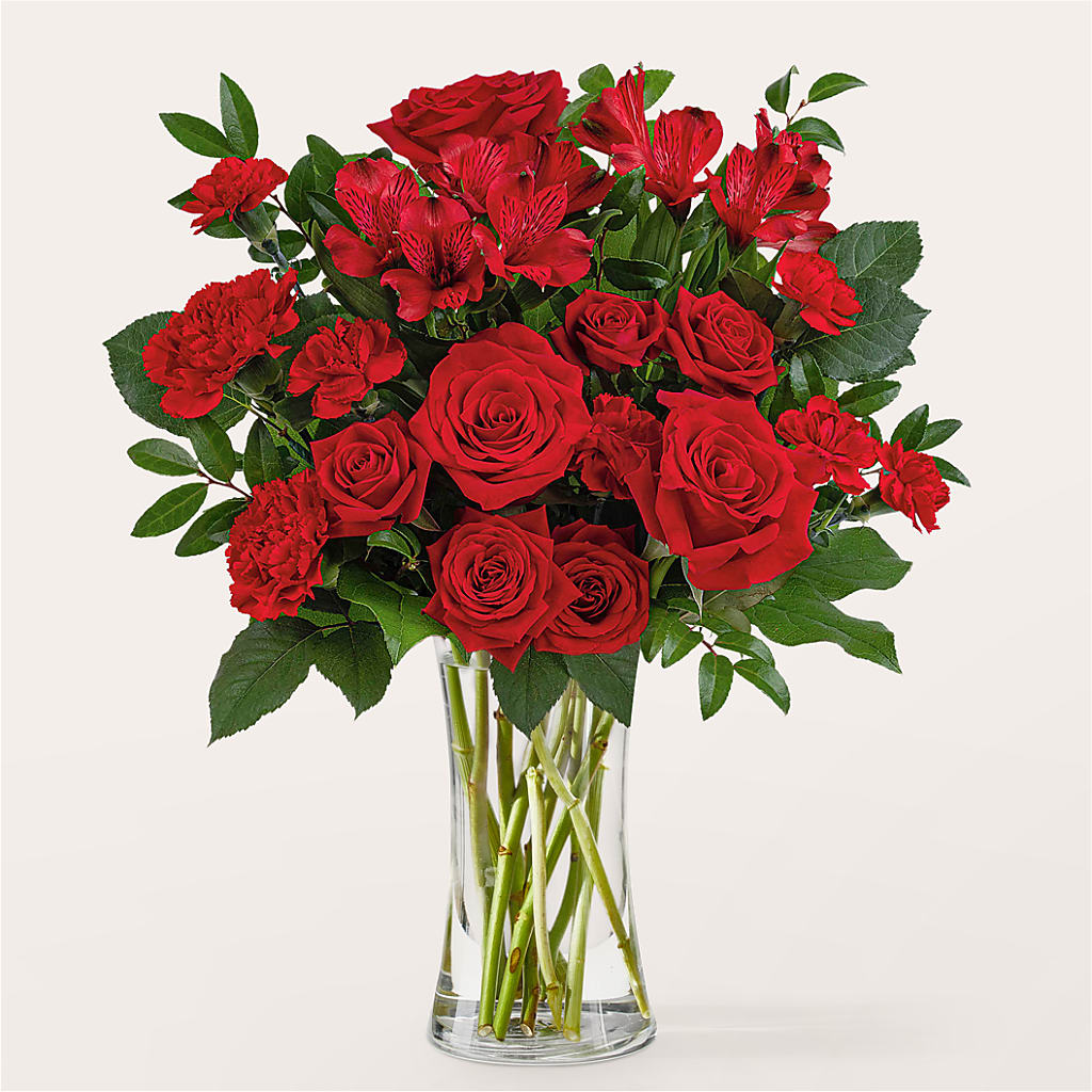 Brilliant Ruby Bouquet – Blossoms In Studio Of Flowers, Forest MS