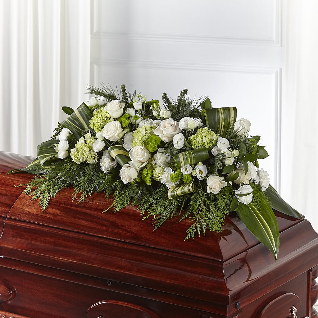 Hopeful Gesture Casket Spray – Blossoms In Studio Of Flowers, Forest MS