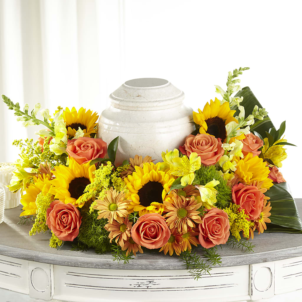 Faithful Sunflower Cremation Adornment – Blossoms In Studio Of Flowers, Forest MS