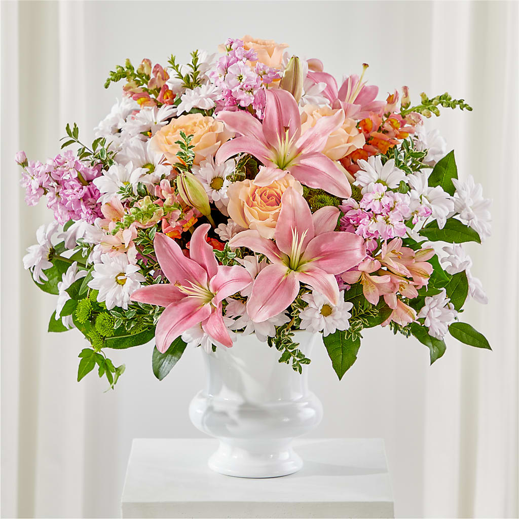 Heartfelt Gesture Urn Arrangement – Blossoms In Studio Of Flowers, Forest MS