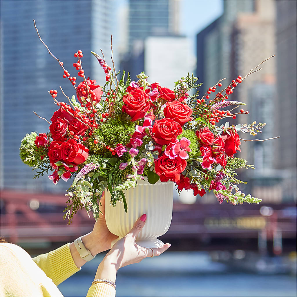 Big Red Bow Bouquet –  Blossoms In Studio Of Flowers, Forest MS