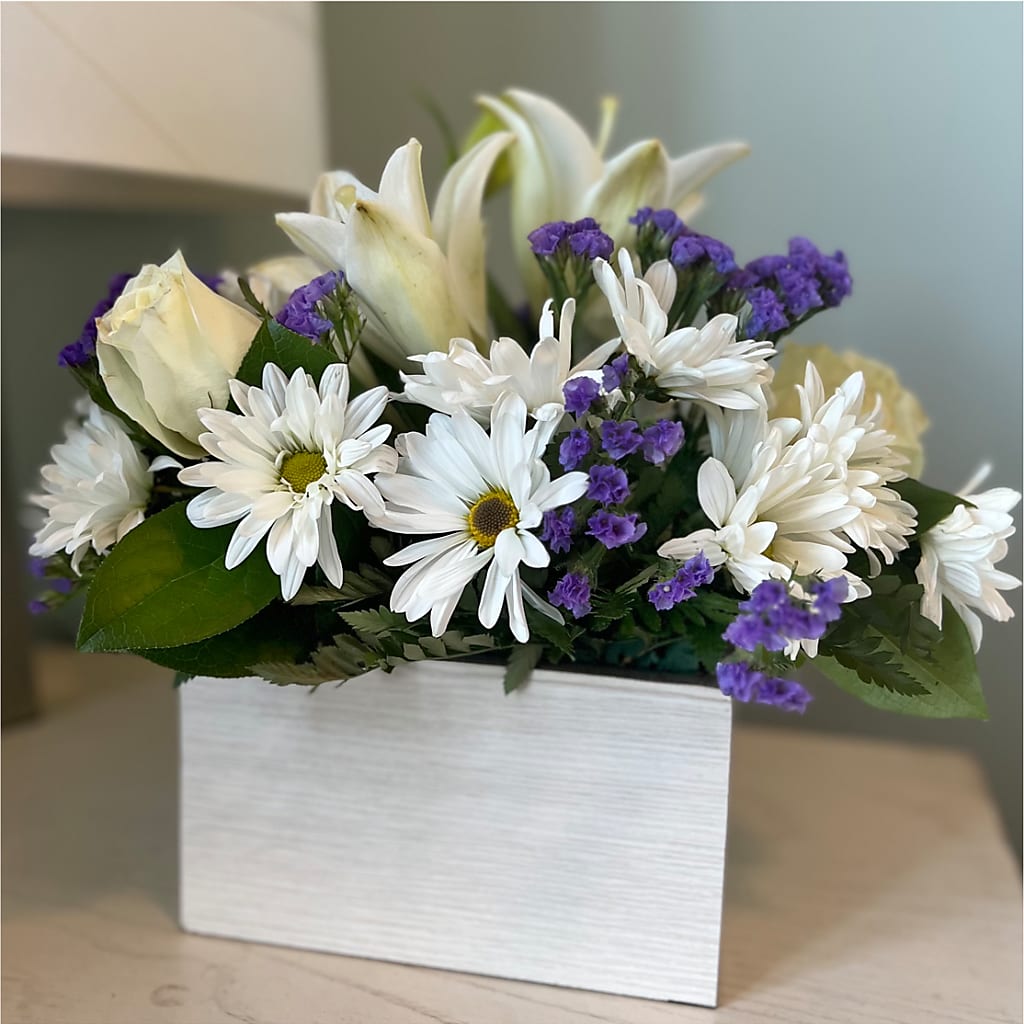 Beyond Blue Box Bouquet –  Blossoms In Studio Of Flowers, Forest MS
