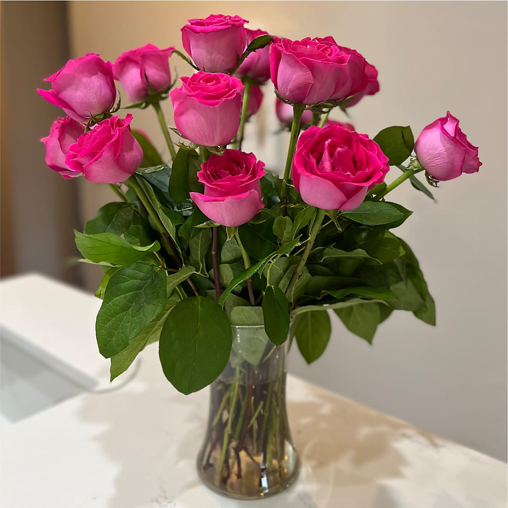 Long Stem Pink Rose Bouquet –  Blossoms In Studio Of Flowers, Forest MS