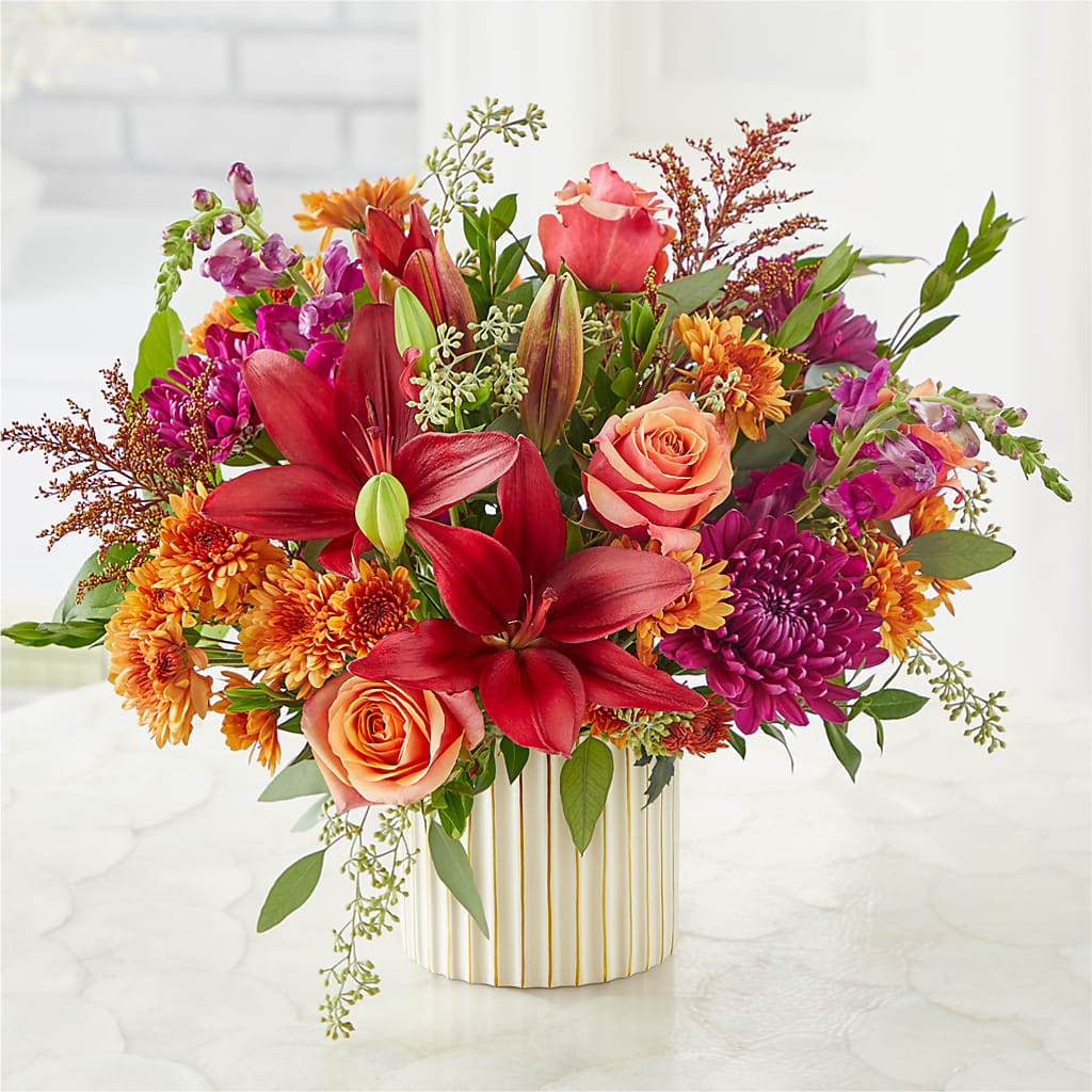 Burgundy Landscape Bouquet –  Blossoms In Studio Of Flowers, Forest MS