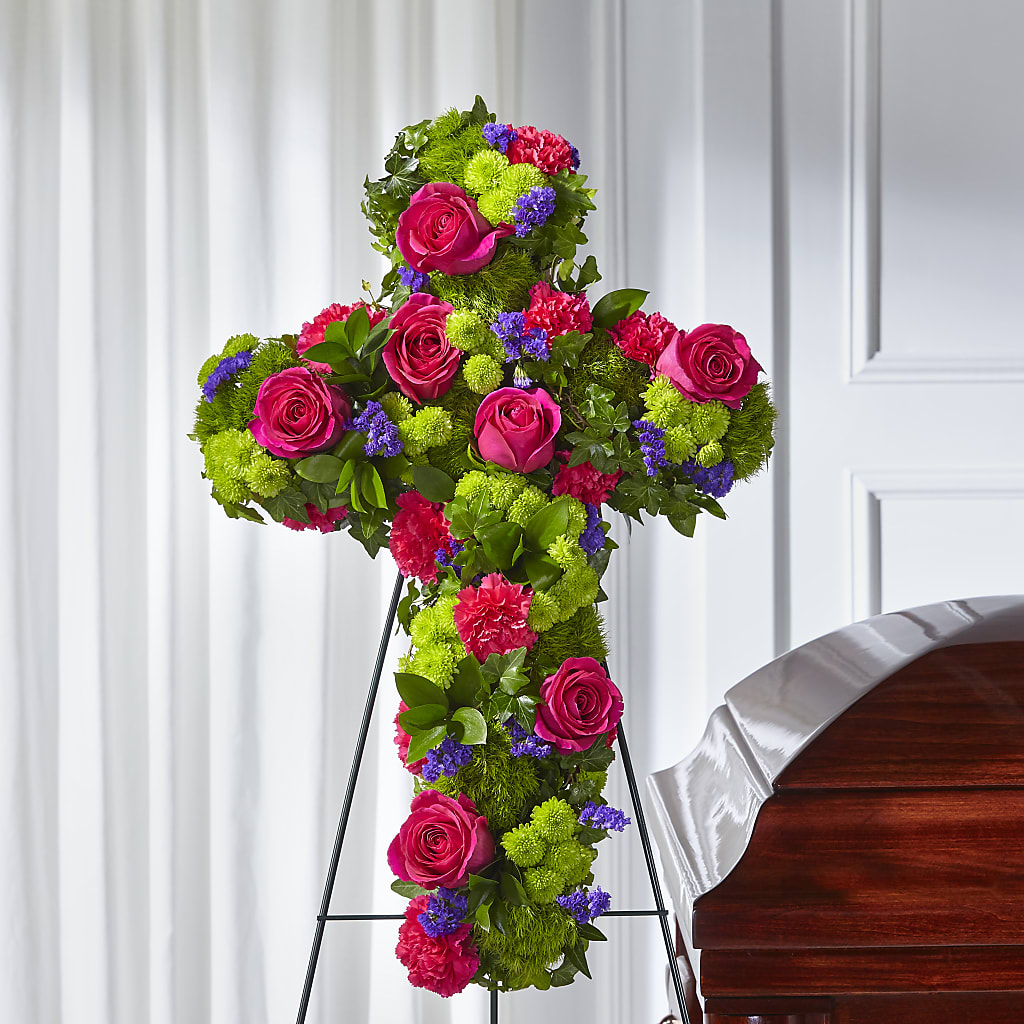 Tribute Rose Floral Cross –  Blossoms In Studio Of Flowers, Forest MS