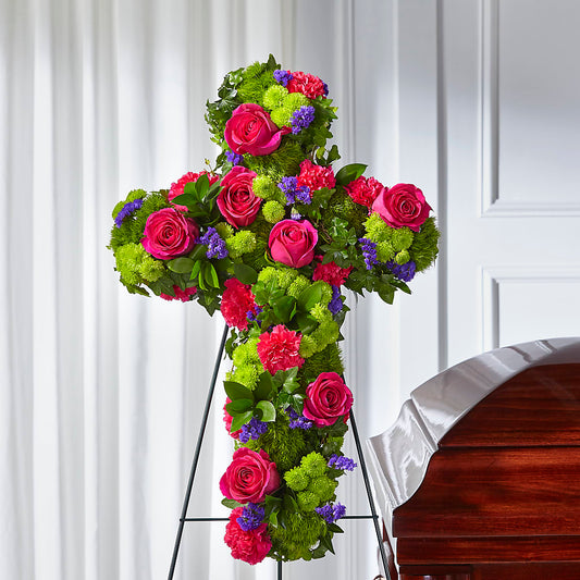 Tribute Rose Floral Cross –  Blossoms In Studio Of Flowers, Forest MS