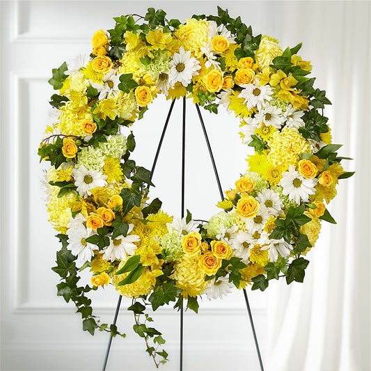 Golden Remembrance Wreath –  Blossoms In Studio Of Flowers, Forest MS