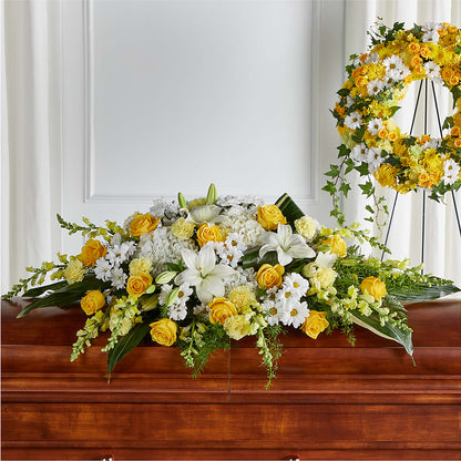 Golden Harmony Casket Spray –  Blossoms In Studio Of Flowers, Forest MS
