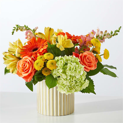 Autumn Sunshine Bouquet with Ivory Vase –  Blossoms In Studio Of Flowers, Forest MS