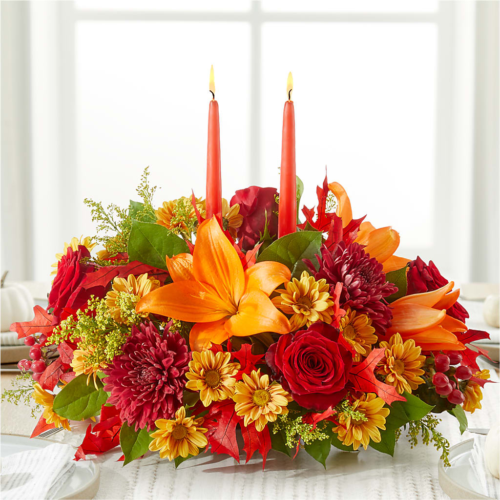 Autumn's Embrace Centerpiece –  Blossoms In Studio Of Flowers, Forest MS