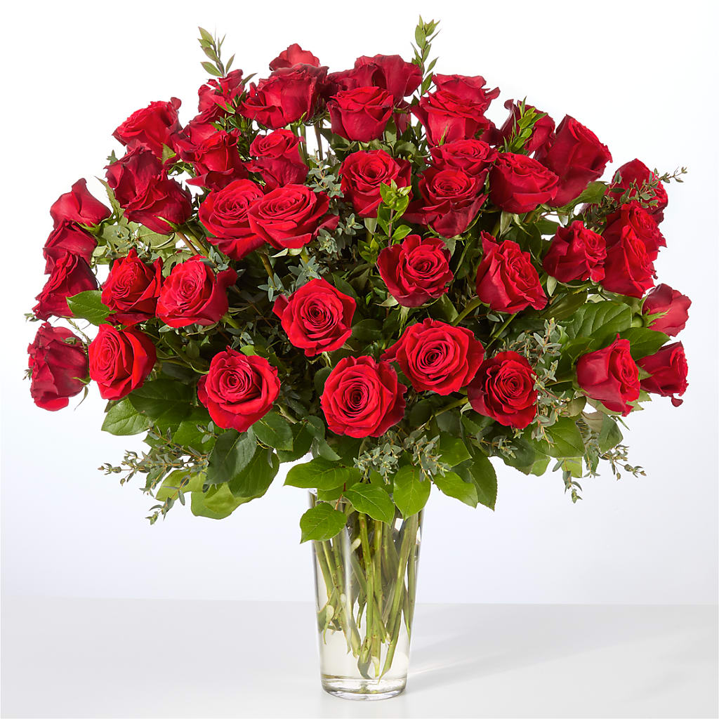 Forever Yours Fifty Stem Red Rose Bouquet –  Blossoms In Studio Of Flowers, Forest MS
